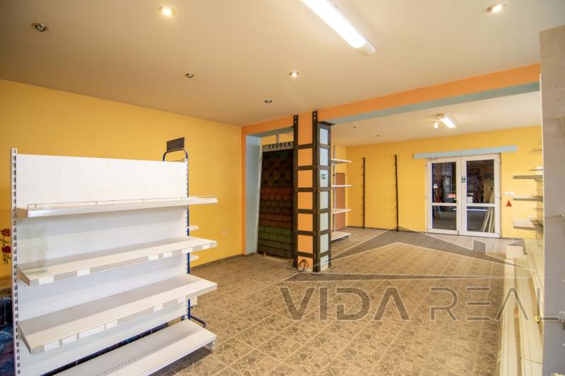 Interior of warehouses and halls with shelves and doors, floor with decor.