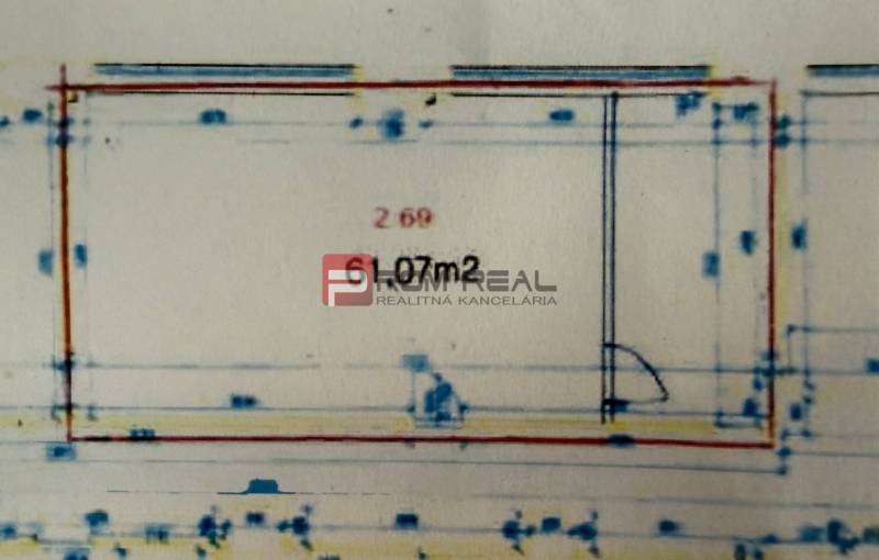 Floor plan of an office with an area of 61.07 m² on Cintorínska in Bratislava - Staré Mesto.