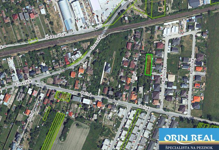 Aerial view of residential plots in the area of Polná Street, Bernolákovo.