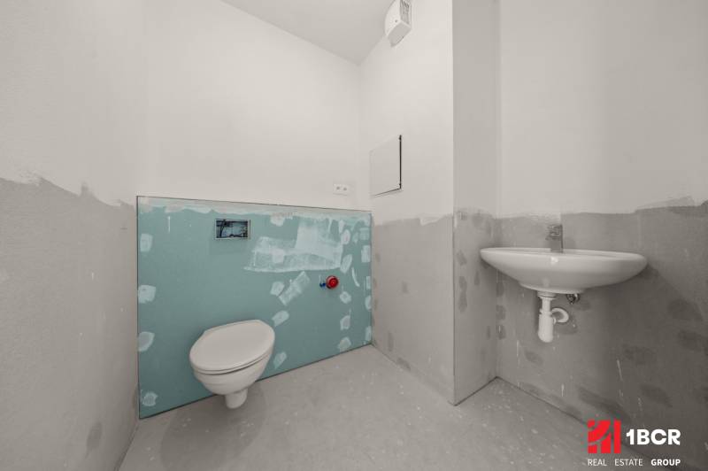 Toilet installation in a 4-room apartment, ready for completion.