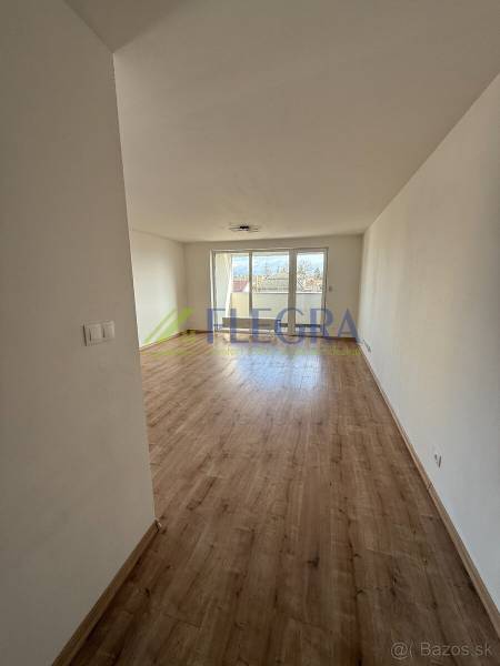 A bright living room with wood-patterned flooring in a two-room apartment.