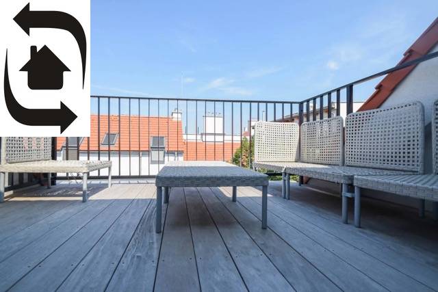 In a 4-room apartment on Medená Street in Bratislava - Old Town, there is an outdoor terrace.