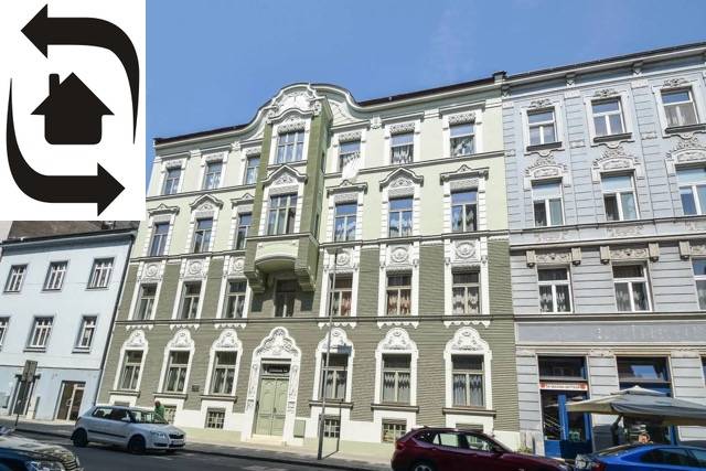 A historical building on Medená Street in Bratislava - Old Town, facade adorned with ornaments.