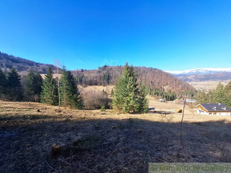 Agricultural and forest land near Hronec, surrounded by trees and hills on the horizon.