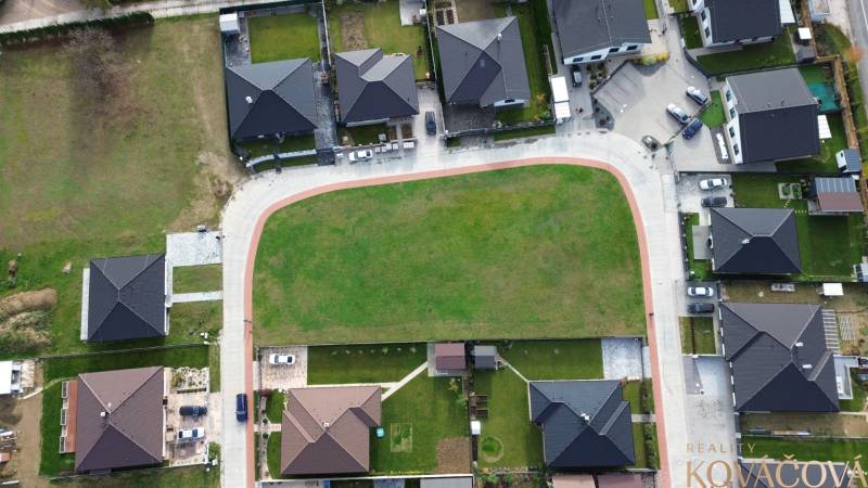 Aerial view of residential plots in Kočovce, designated for residential land.