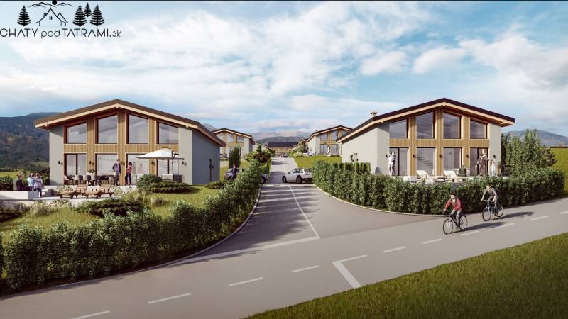 Cottages with terraces and mountain views on Dolná Lehota street in Dolná Lehota.
