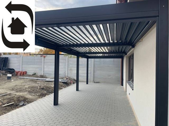 The family house on Devätinova Street in Bratislava - Podunajské Biskupice has a terrace with a pergola.