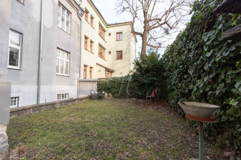 Garden at the house on Leškova Street in Bratislava - Old Town, 3-room apartment.
