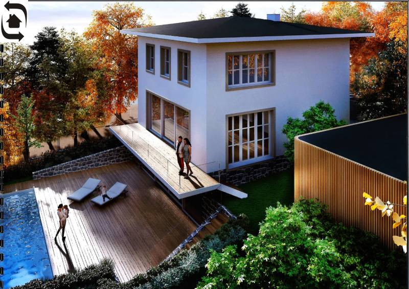 Family house on Horský Park Street in Bratislava - Staré Mesto with a swimming pool and terrace.