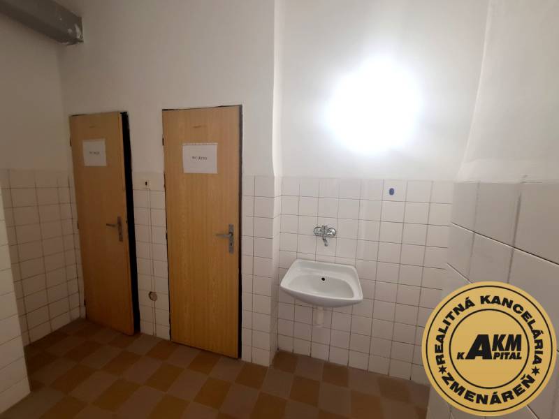 Offices with wall cladding, two doors, and a sink.