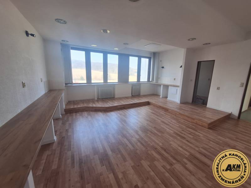 Commercial spaces with wood-patterned flooring and large windows.