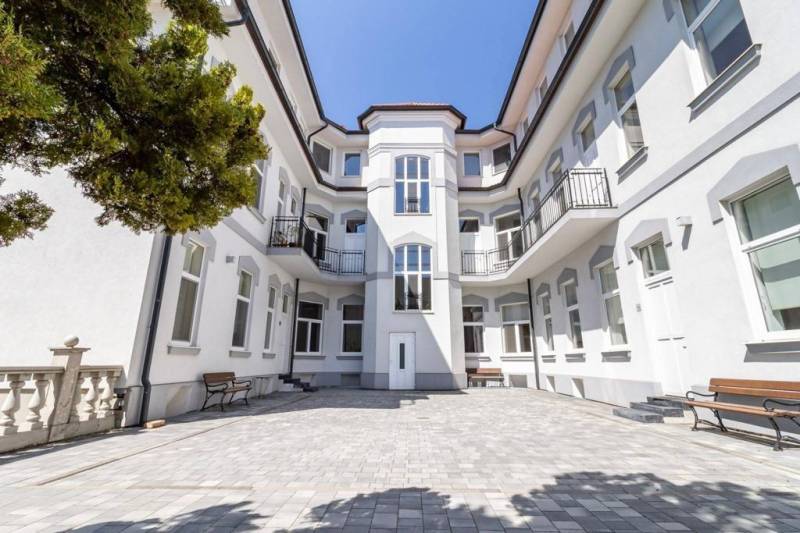Courtyard in front of offices in the city of Košice - Staré Mesto district on Masarykova Street.