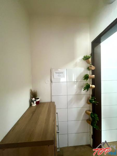 Wooden furniture in gastro spaces with decorative elements on the wall.