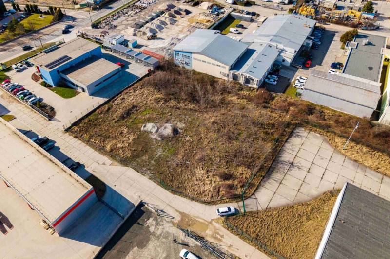 Aerial view of land in Bratislava - Vajnory for commercial use.