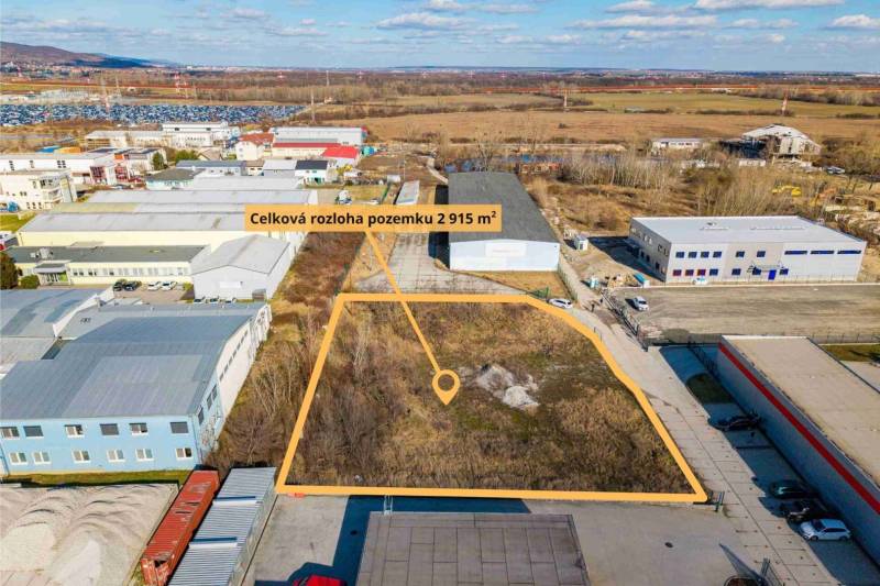 Aerial view of land in Bratislava – Vajnory, suitable for commercial use.