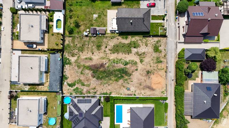 Aerial view of residential plots in Štitáre on Pod Agátmi Street.