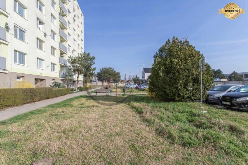 Apartment building on Štúrova Street, Malacky with surrounding greenery and parking lot.