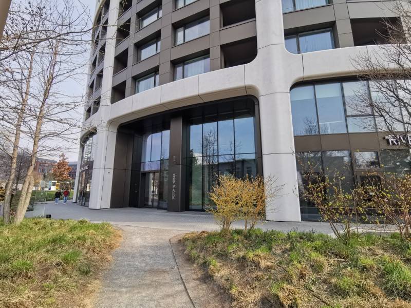 A modern building on Čulenova Street with ecological vegetation in Bratislava - Staré Mesto.