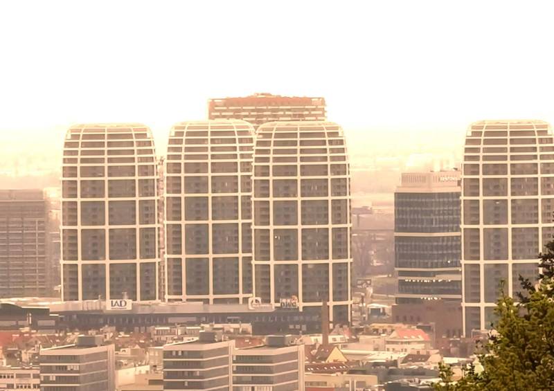 Panorama of Bratislava - Old Town with four dominant towers on Čulenova Street.