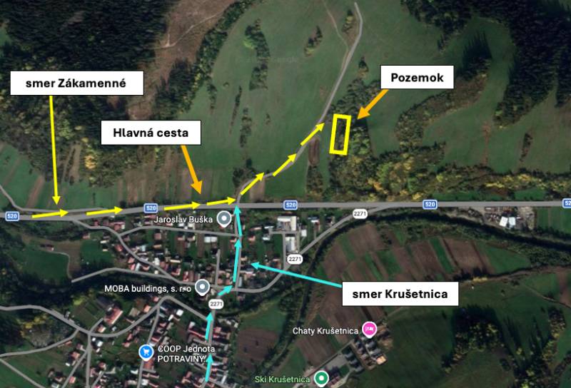 Aerial view of agricultural and forest land around Námestovo.