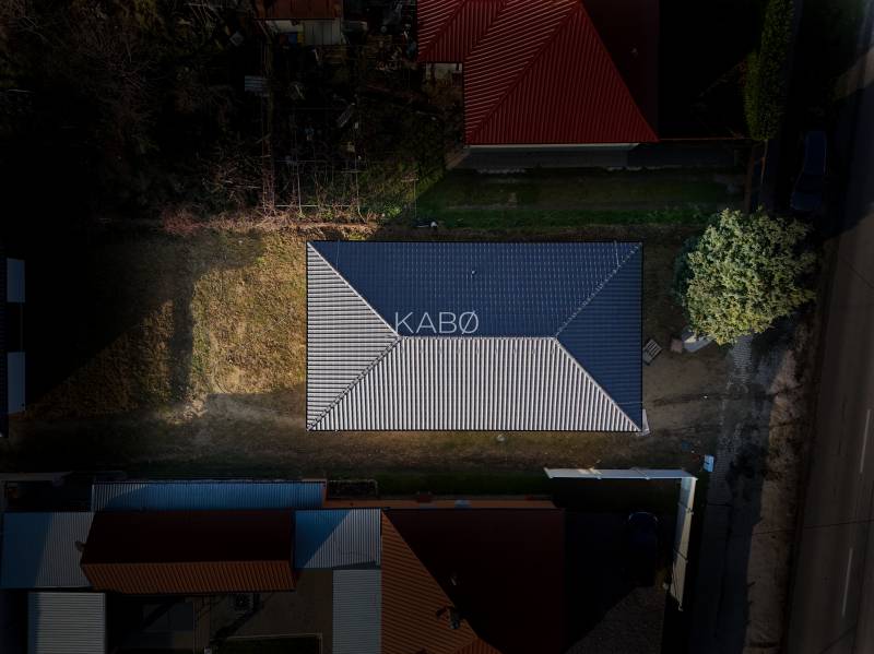 Aerial view of the roof of a family house on Rastislavova Street in Lužianky.