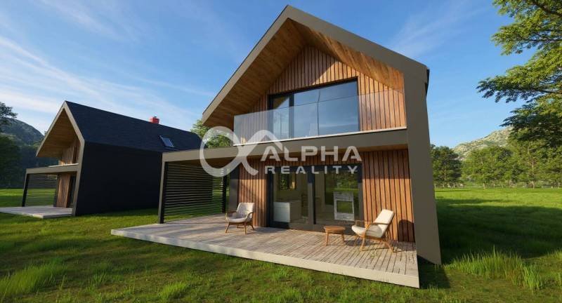 Wood and glass family house with a terrace in Spišské Vlachy, Residential plots.