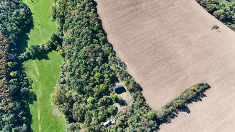 Aerial view of agricultural and forest lands in Lackov.