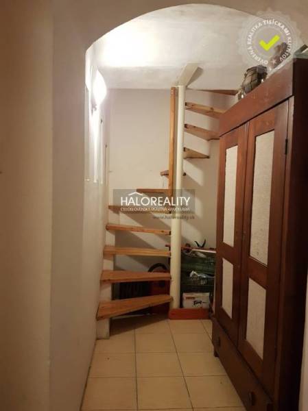 A spiral staircase with a wooden decor in a family house.