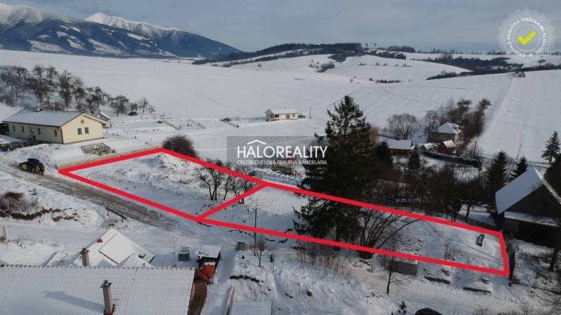 Residential plots in Liptovské Beharovce, snowy landscape, nature, and mountain views.