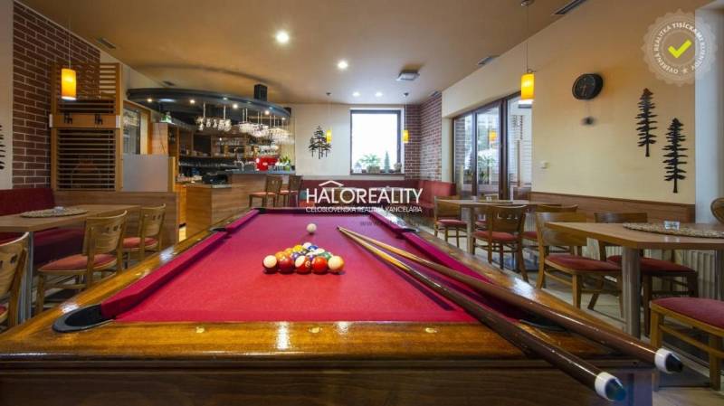 Interior with a billiard table and bar, tables and chairs in the accommodation Hotels and guesthouses.
