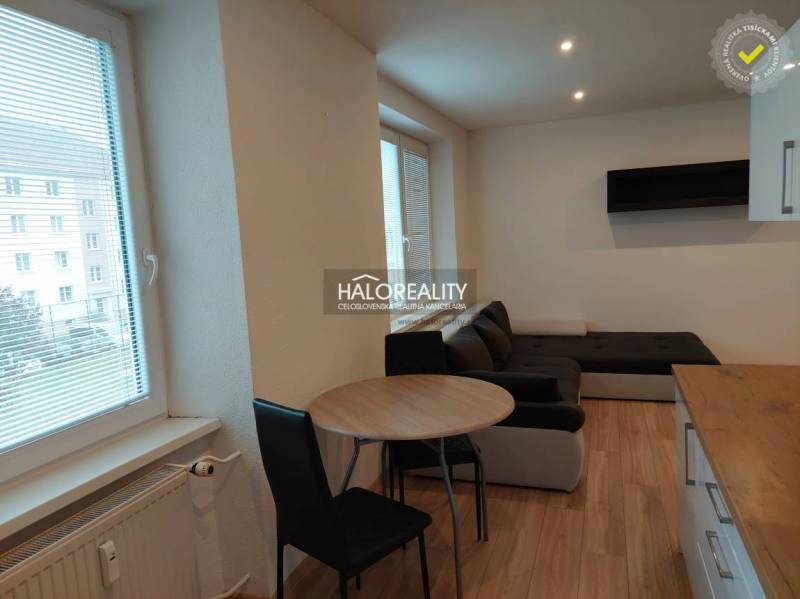 Bright living room in a two-room apartment with wood-patterned flooring.