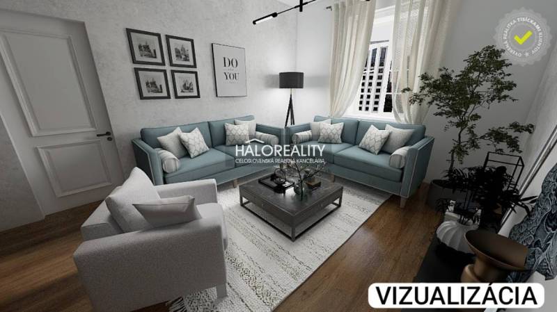 Bright living room with comfortable sofas in a 2-room apartment, floor with wooden decor.