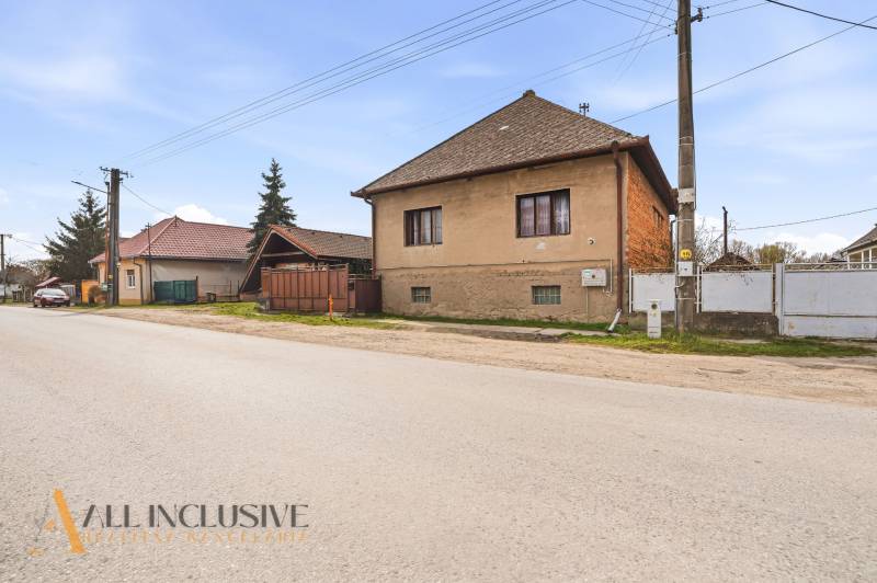A family house in Malá nad Hronom with a brown facade and electric poles.