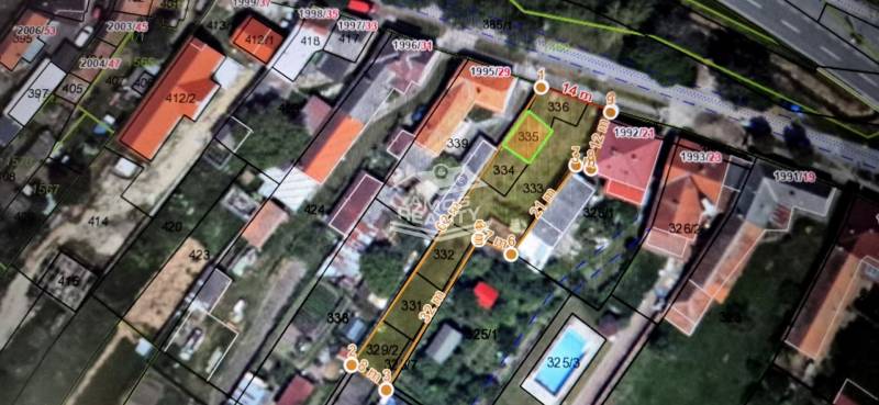 Aerial view of residential plots on Družstevná Street in Malacky.
