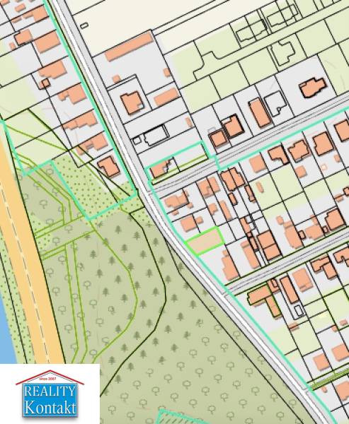 A map showing plots and residential land in Mojzesovo on Hlavná Street.
