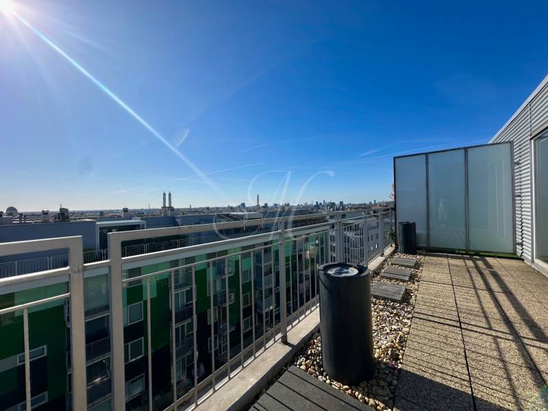 View from the terrace of an apartment building in Bratislava - Ružinov on Rubínová Street.