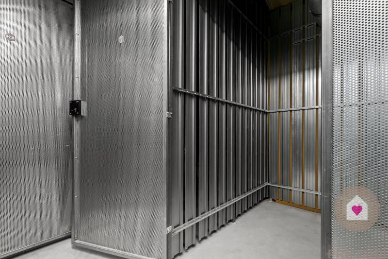 Metal storage cage with perforated walls and concrete floor in Bratislava - Dúbravka.