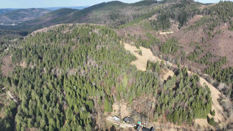 Forests and meadows of agricultural and forest lands in Lazy pod Makytou, scenery of nature.