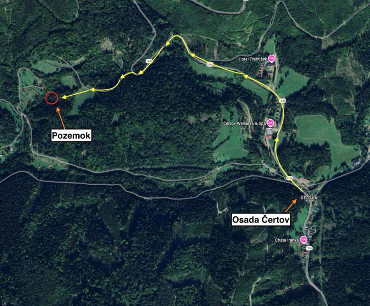 Aerial view of agricultural and forest lands in Lazy pod Makytou.