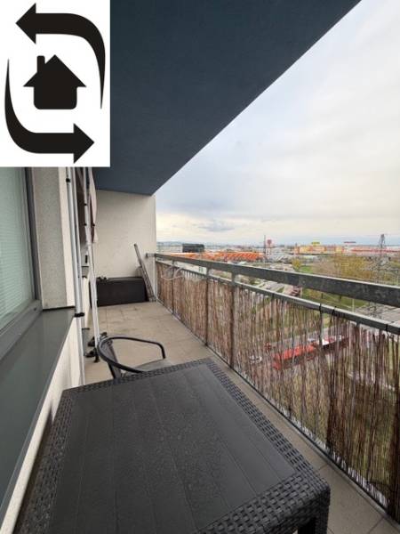 Balcony of a 2-room apartment in Bratislava - Ružinov, Ružinovská, with a view of the city.
