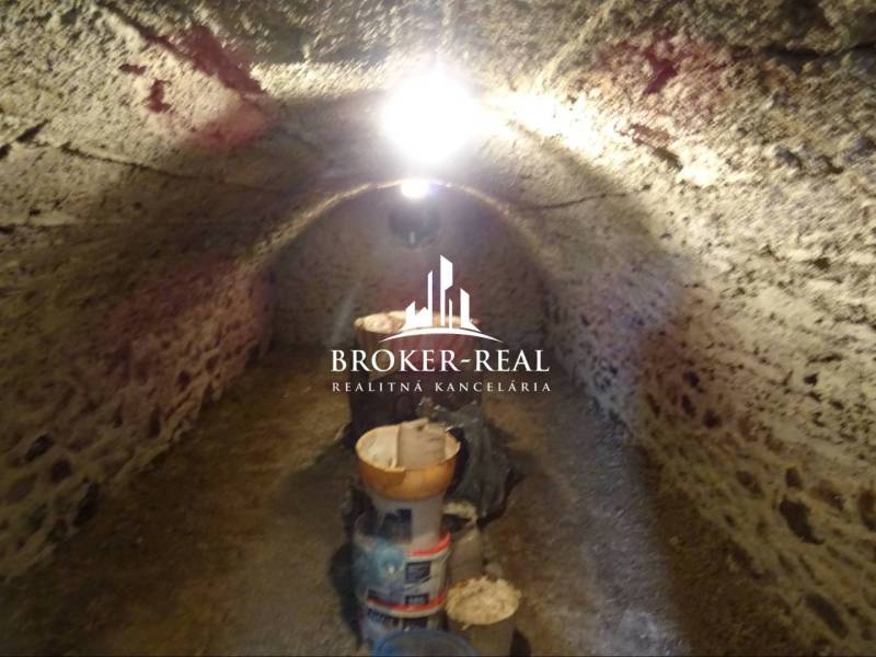 A stone cellar with lighting, equipped with building supplies in a family house in Goncruszka.