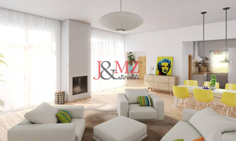 Interior with wood-patterned flooring, comfortable seating, and decor in a family house.