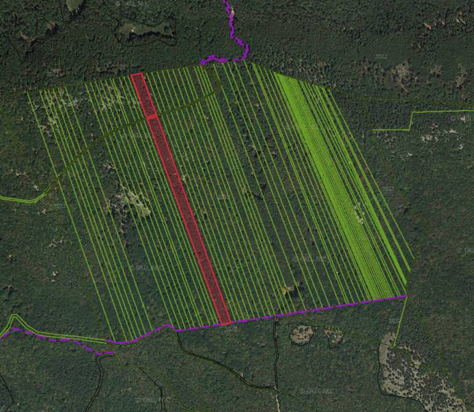 Aerial map of agricultural and forest lands in Dvorníky-Včeláre with color marking.