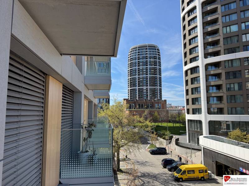 View from the balcony of modern buildings on Bottova Street in Bratislava - Old Town.