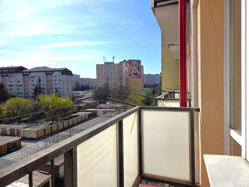 Balcony of a 3-room apartment, view of ČSA, Košice - Staré Mesto district.