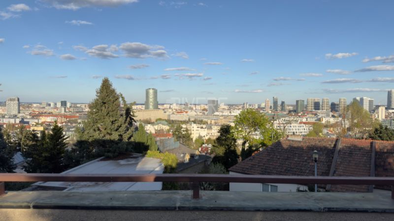 Panorama of Bratislava - the Old Town with a view of the rooftops of family houses and modern buildings.