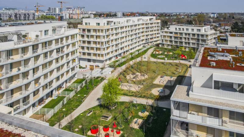 Residential complex in Bratislava - Ružinov with an inner courtyard and a children's playground.