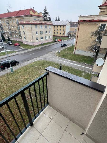 View from the balcony of a 2-room apartment on Svätoplukova Street in Prievidza.