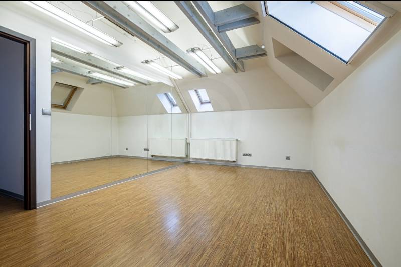 Interior with large mirrors and wood-decor flooring in a family house.