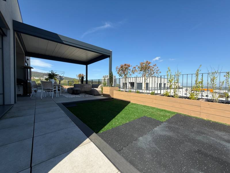 Terrace of a 4-room apartment on Agátová Street in Bratislava - Dúbravka with a view.